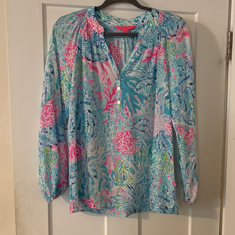 Lilly Pulitzer Vibrant Blue and Pink Blouse